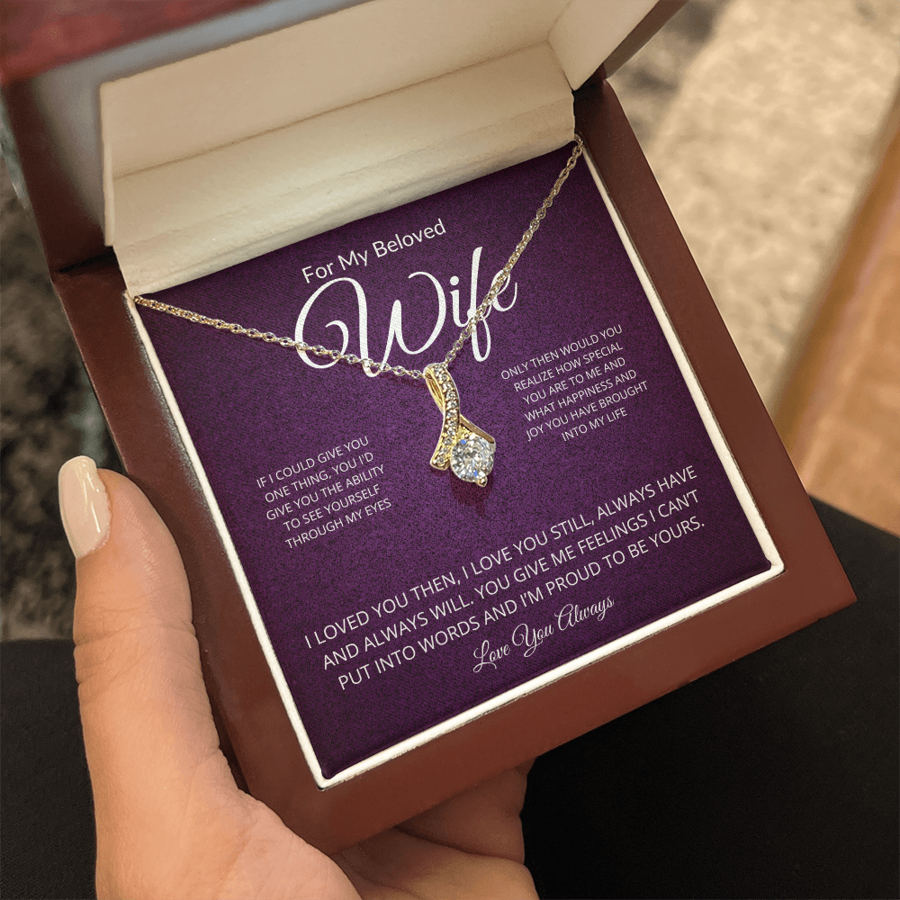 Alluring Beauty Necklace for Wife – Sparkling Pendant with 14k White Gold or 18k Yellow Gold Finish