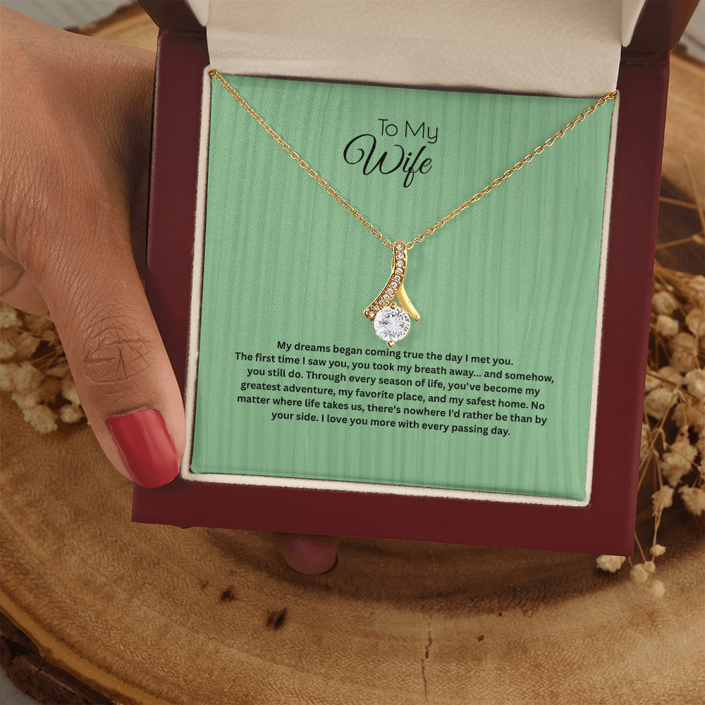 To My Wife Alluring Beauty Ribbon Necklace | Romantic Anniversary Gift for Wife