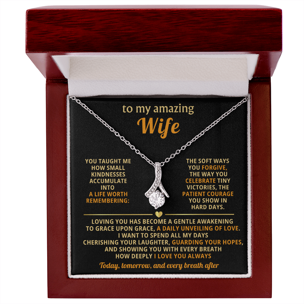 To My Amazing Wife Alluring Beauty Necklace - Romantic Anniversary Birthday Gift for Wife from Husband- Sentimental Valentine's Day Christmas Gift for Spouse