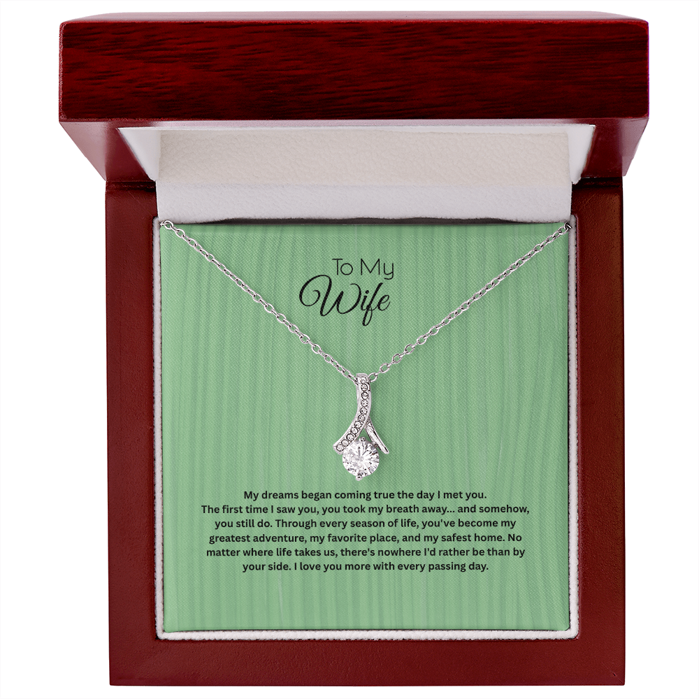 To My Wife Alluring Beauty Ribbon Necklace | Romantic Anniversary Gift for Wife