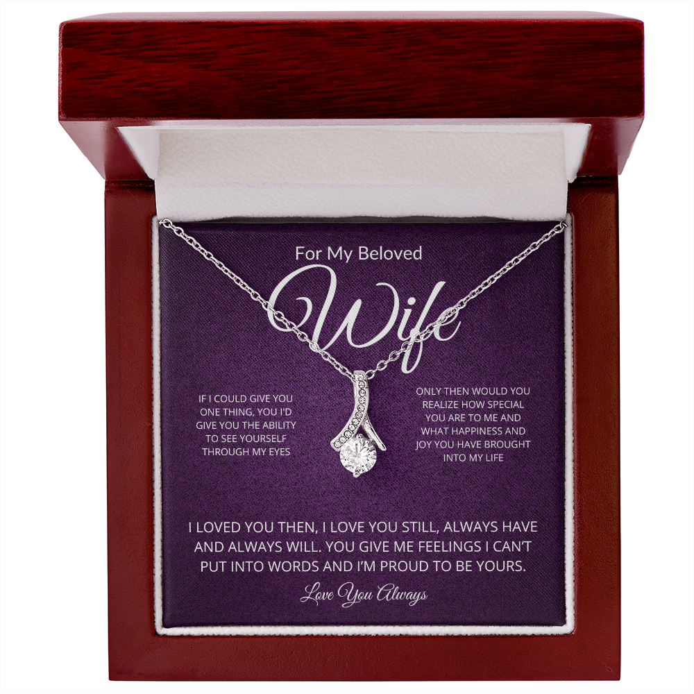 Alluring Beauty Necklace for Wife – Sparkling Pendant with 14k White Gold or 18k Yellow Gold Finish