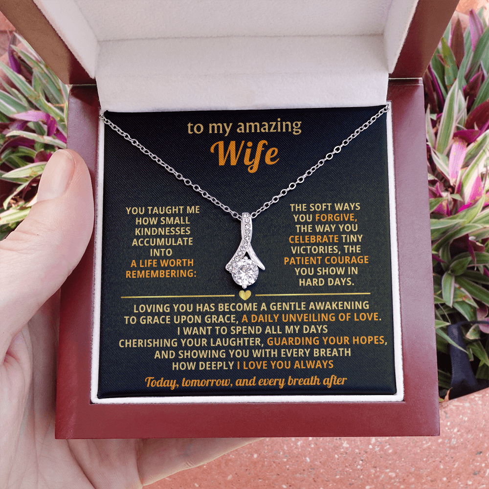 To My Amazing Wife Alluring Beauty Necklace - Romantic Anniversary Birthday Gift for Wife from Husband- Sentimental Valentine's Day Christmas Gift for Spouse