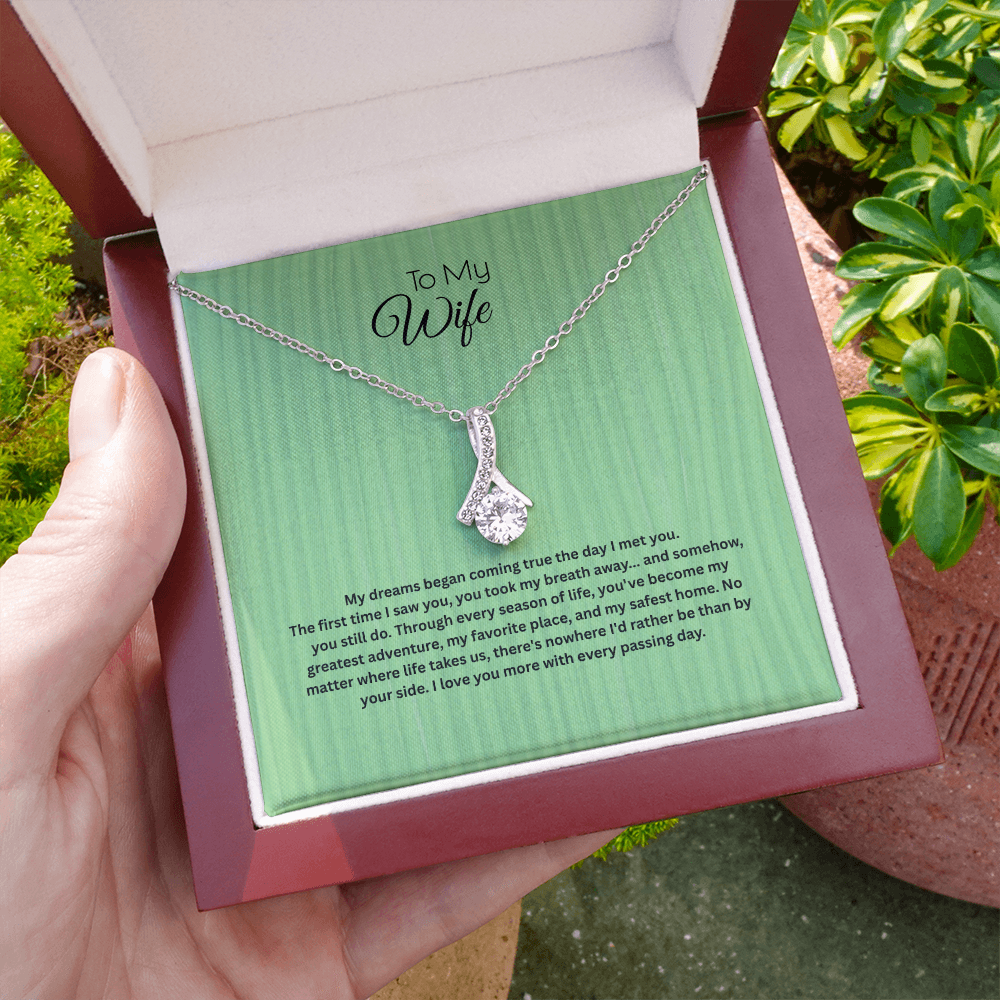To My Wife Alluring Beauty Ribbon Necklace | Romantic Anniversary Gift for Wife