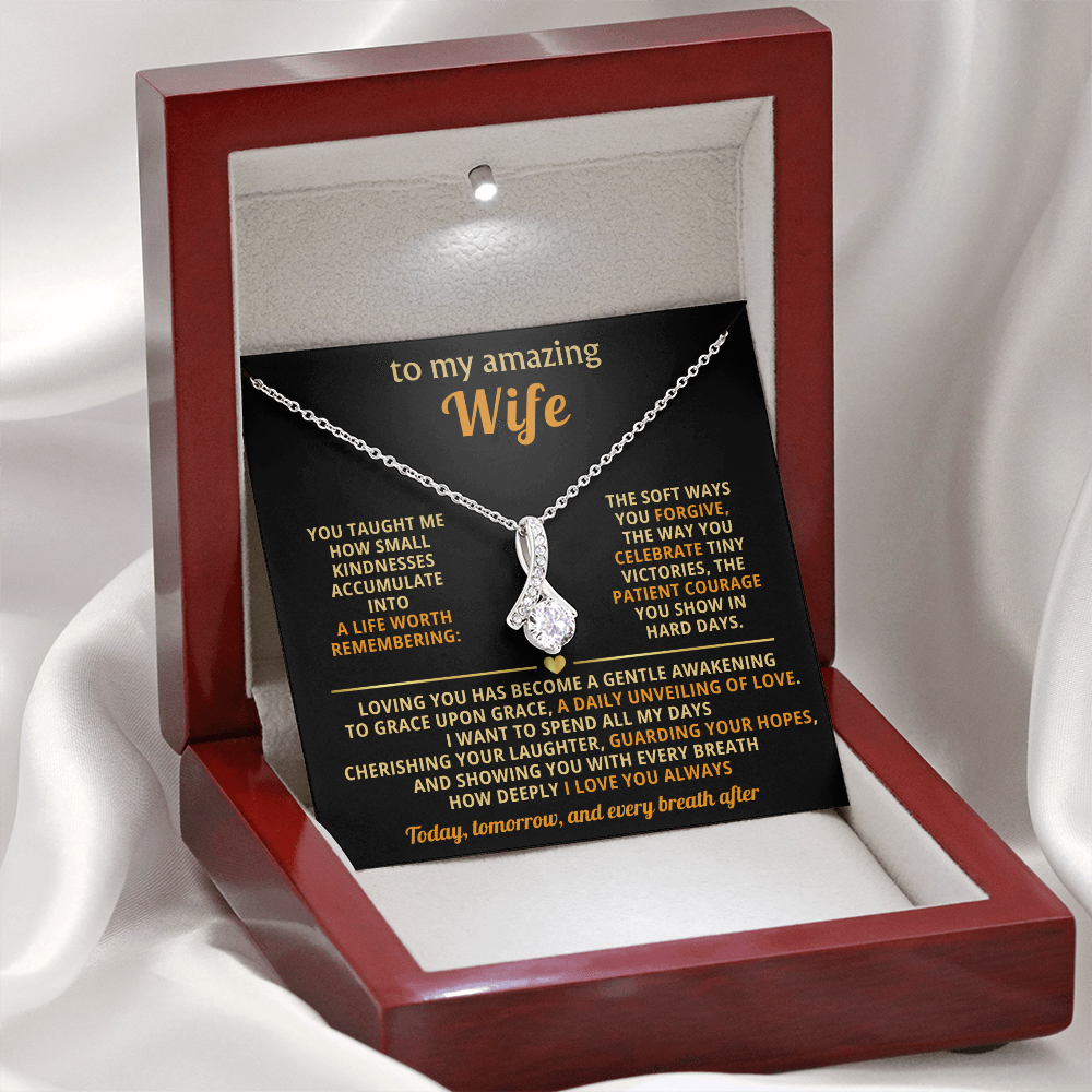To My Amazing Wife Alluring Beauty Necklace - Romantic Anniversary Birthday Gift for Wife from Husband- Sentimental Valentine's Day Christmas Gift for Spouse