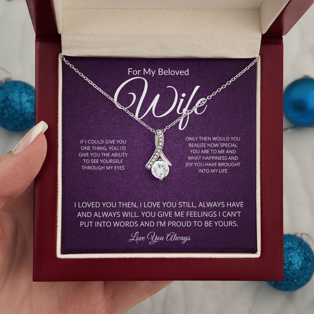 Alluring Beauty Necklace for Wife – Sparkling Pendant with 14k White Gold or 18k Yellow Gold Finish