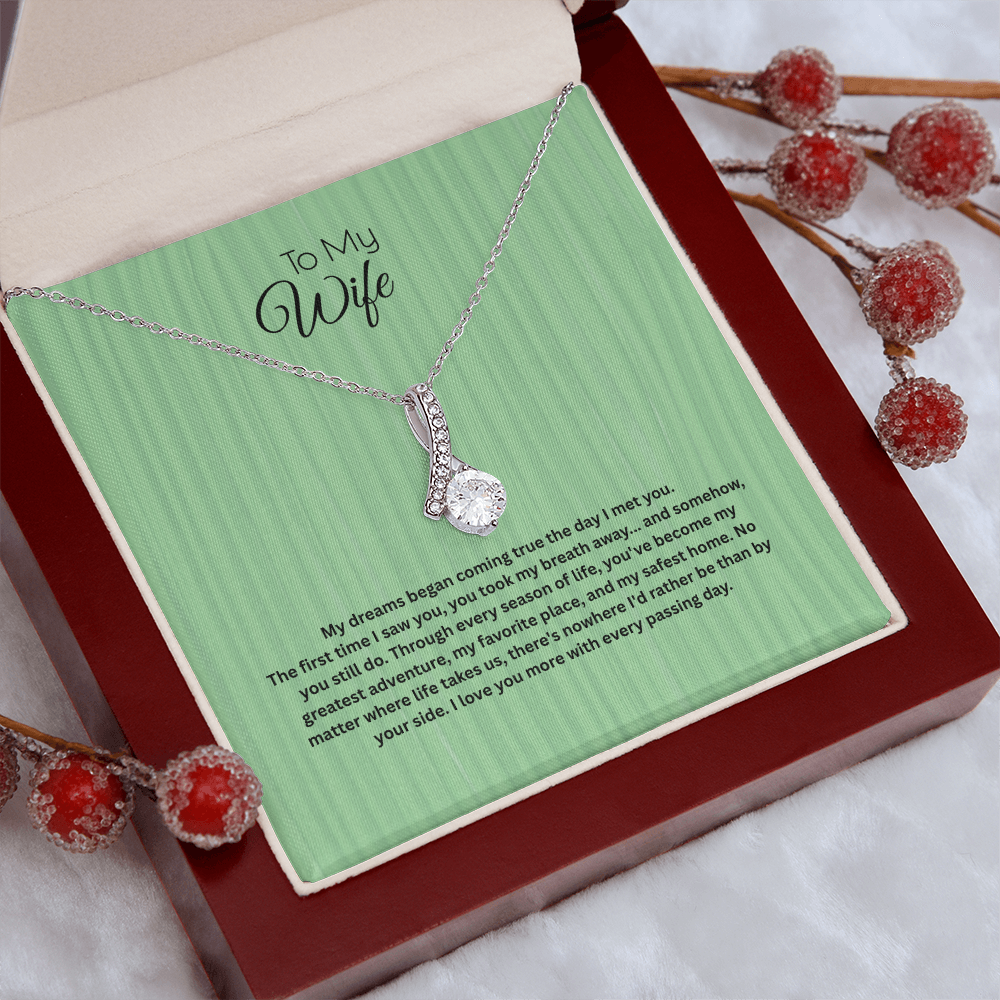 To My Wife Alluring Beauty Ribbon Necklace | Romantic Anniversary Gift for Wife