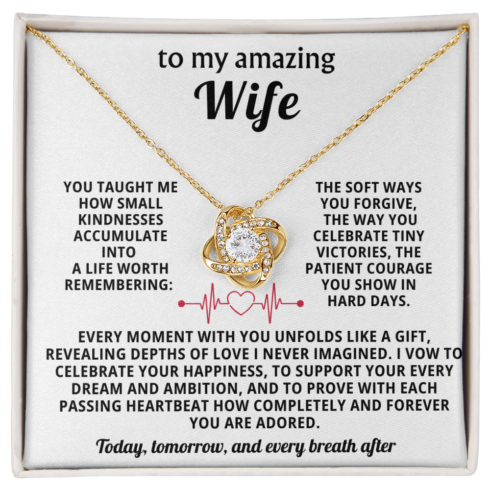 To My Amazing Wife Love Knot Necklace - Heartfelt Anniversary Birthday Gift for Wife from Husband - Valentine's Day Christmas Gift for Spouse