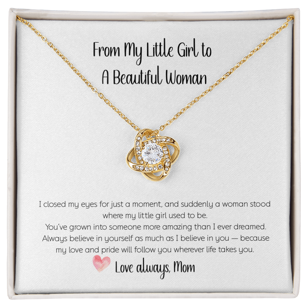 From Mom to Daughter Love Knot Necklace – Sentimental Gift for Her | Symbol of an Unbreakable Bond