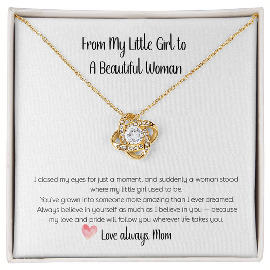 From Mom to Daughter Love Knot Necklace – Sentimental Gift for Her | Symbol of an Unbreakable Bond