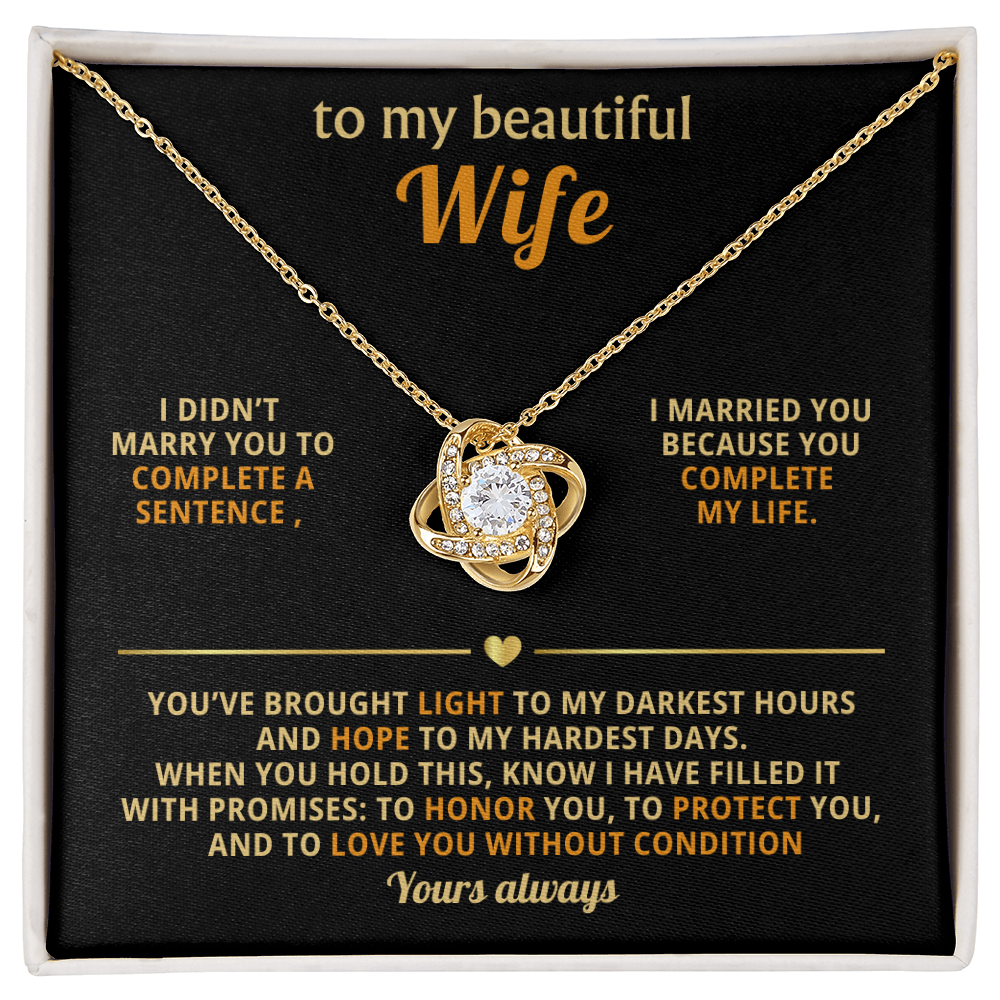 To My Beautiful Wife Love Knot Necklace