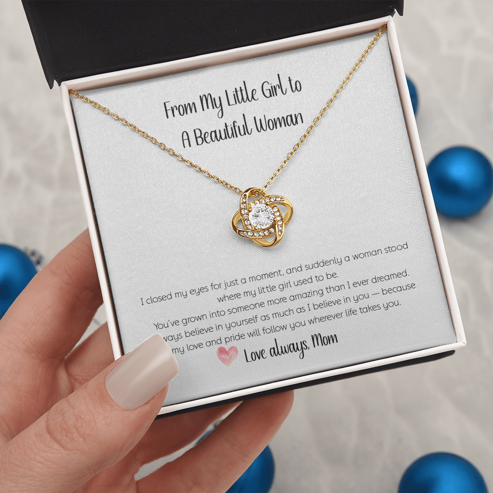 From Mom to Daughter Love Knot Necklace – Sentimental Gift for Her | Symbol of an Unbreakable Bond