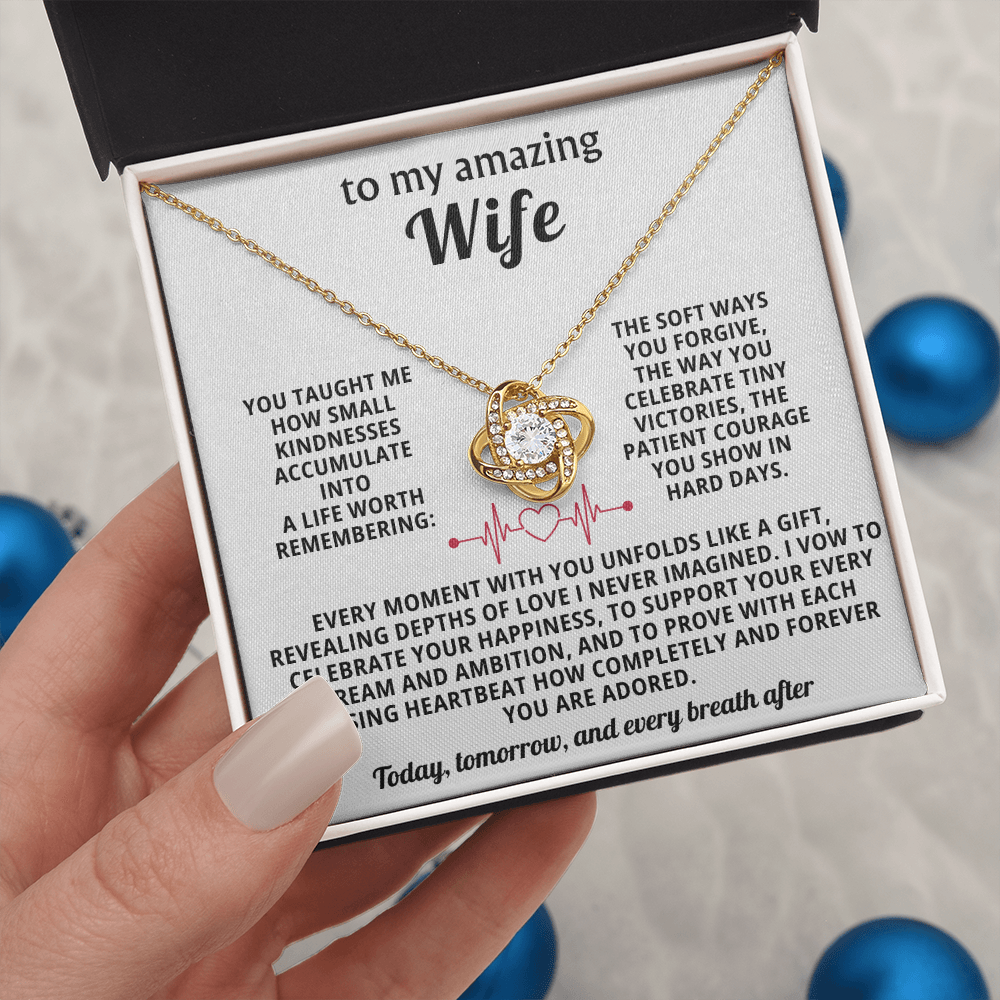 To My Amazing Wife Love Knot Necklace - Heartfelt Anniversary Birthday Gift for Wife from Husband - Valentine's Day Christmas Gift for Spouse