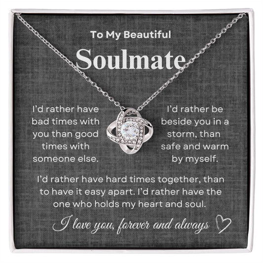 To My Beautiful Soulmate Love  Knot Necklace