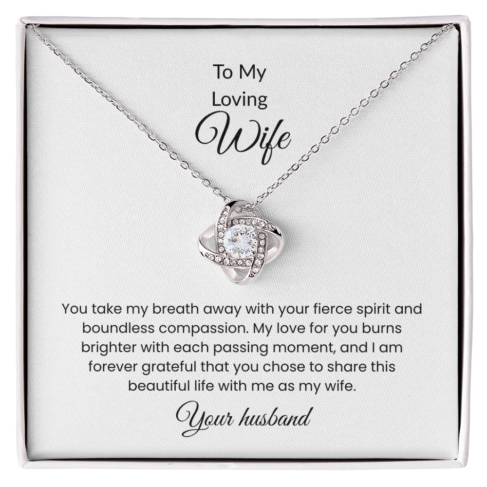 Love Knot Necklace for Wife with Sparkling Cubic Zirconia in Gift Box – Romantic Jewelry Gift