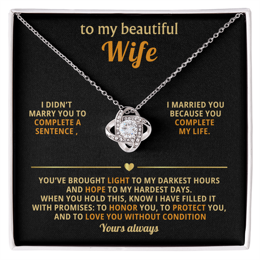 To My Beautiful Wife Love Knot Necklace