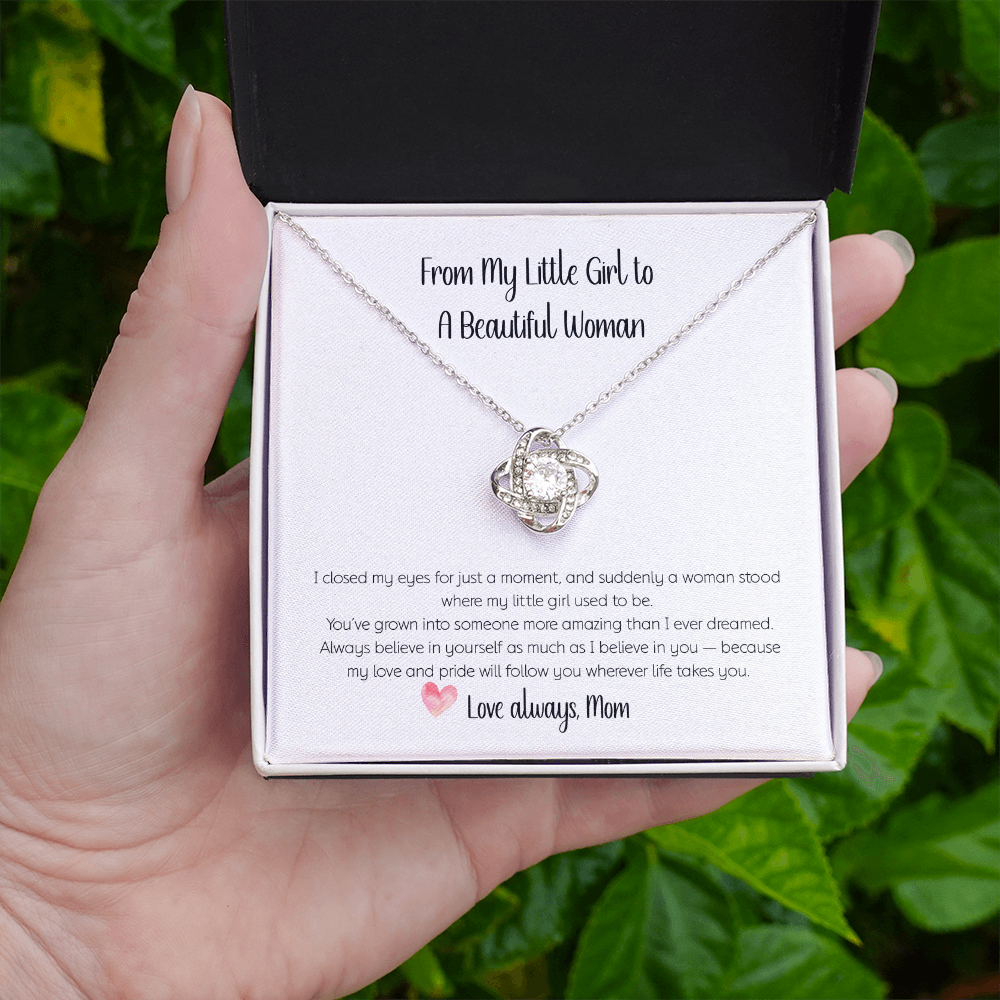 From Mom to Daughter Love Knot Necklace – Sentimental Gift for Her | Symbol of an Unbreakable Bond
