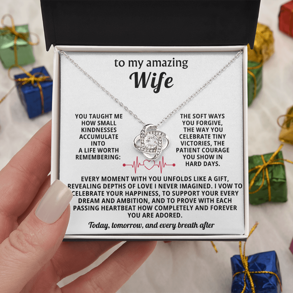 To My Amazing Wife Love Knot Necklace - Heartfelt Anniversary Birthday Gift for Wife from Husband - Valentine's Day Christmas Gift for Spouse