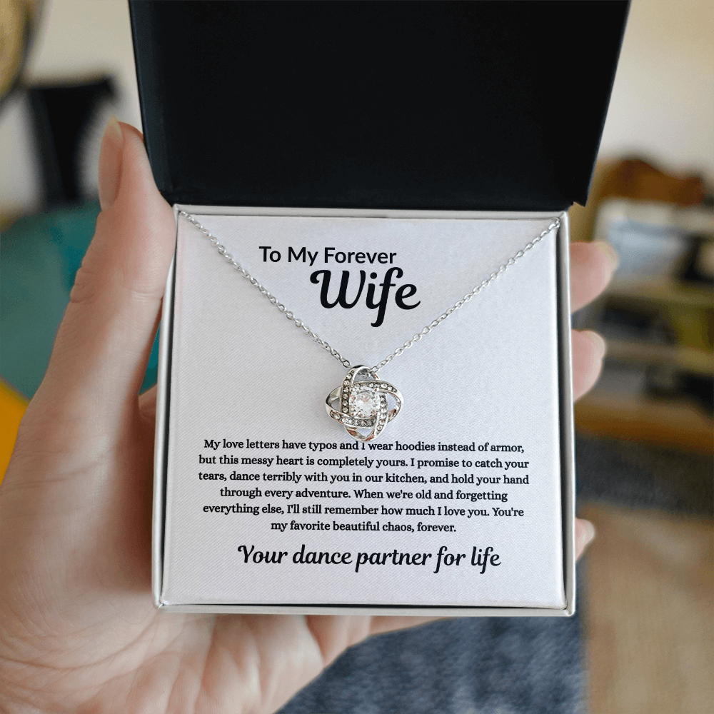 To My Forever Wife – Love Knot Necklace with Sentimental Message Card