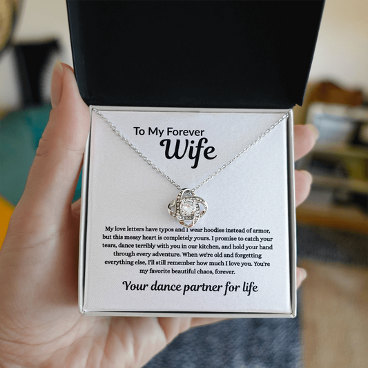 To My Forever Wife – Love Knot Necklace with Sentimental Message Card