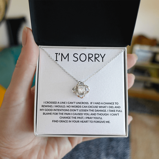 Elegant I’m Sorry Love Knot Necklace – Heartfelt Apology Gift