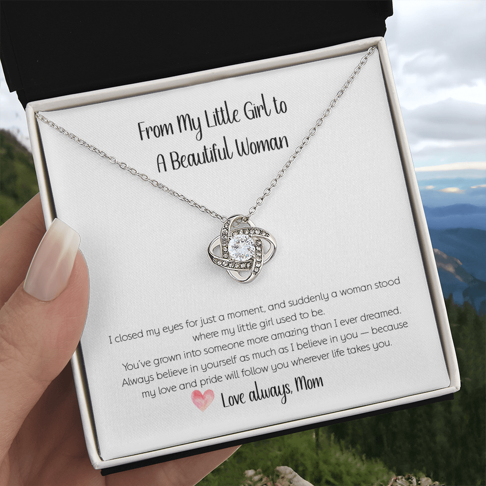 From Mom to Daughter Love Knot Necklace – Sentimental Gift for Her | Symbol of an Unbreakable Bond