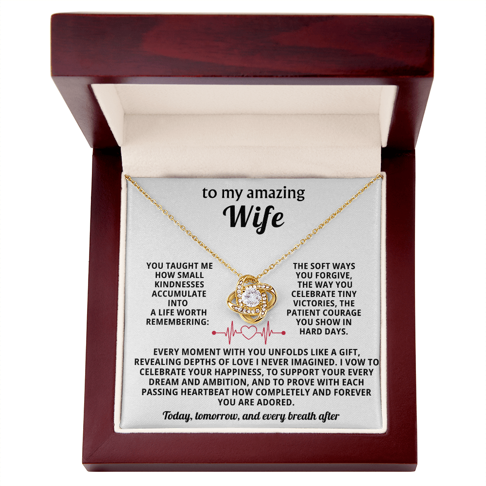 To My Amazing Wife Love Knot Necklace - Heartfelt Anniversary Birthday Gift for Wife from Husband - Valentine's Day Christmas Gift for Spouse