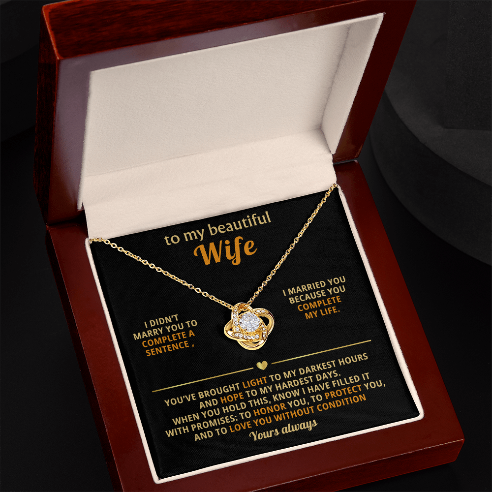 To My Beautiful Wife Love Knot Necklace