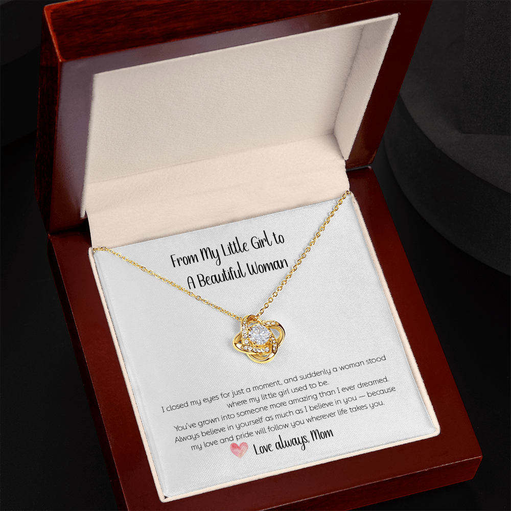 From Mom to Daughter Love Knot Necklace – Sentimental Gift for Her | Symbol of an Unbreakable Bond