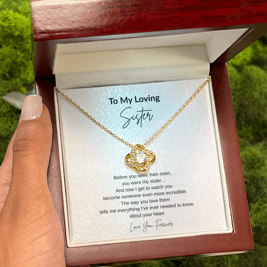 Sister Love Knot Necklace – Sentimental Gift for Sister, New Mom Jewelry, Meaningful Sister Gift, Motherhood Necklace