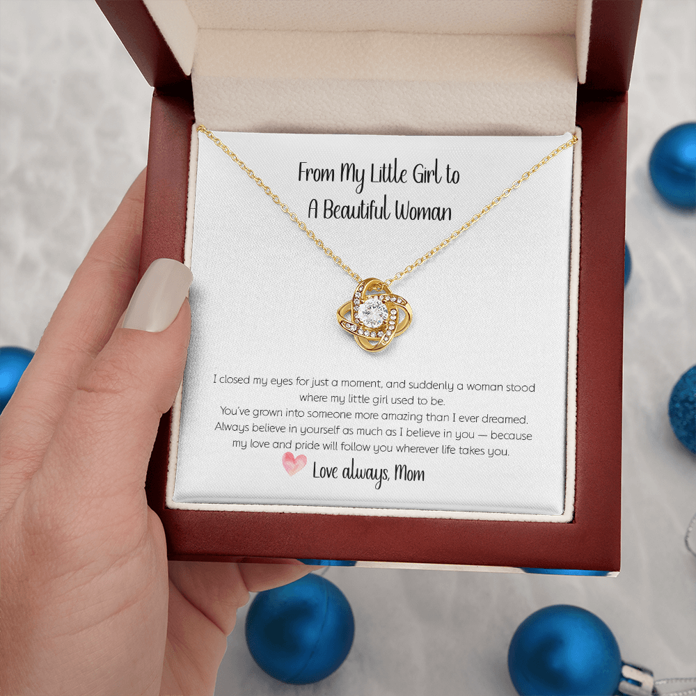 From Mom to Daughter Love Knot Necklace – Sentimental Gift for Her | Symbol of an Unbreakable Bond