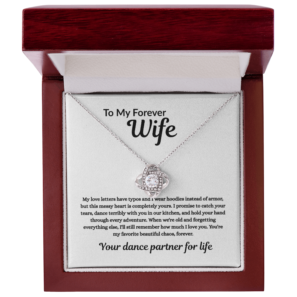 To My Forever Wife – Love Knot Necklace with Sentimental Message Card