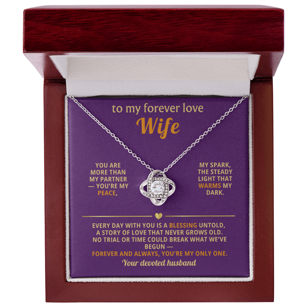 Forever Love Wife Necklace - Love Knot Pendant with CZ Crystal | Romantic Gift from Husband