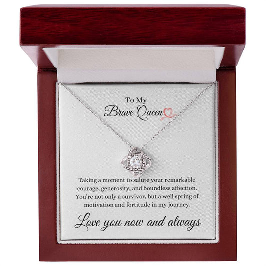 To My Brave Queen Love Knot Necklace