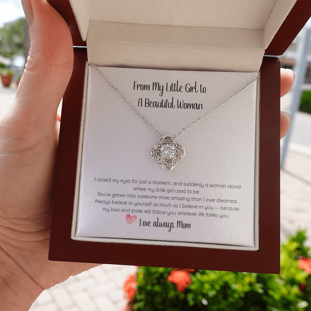 From Mom to Daughter Love Knot Necklace – Sentimental Gift for Her | Symbol of an Unbreakable Bond