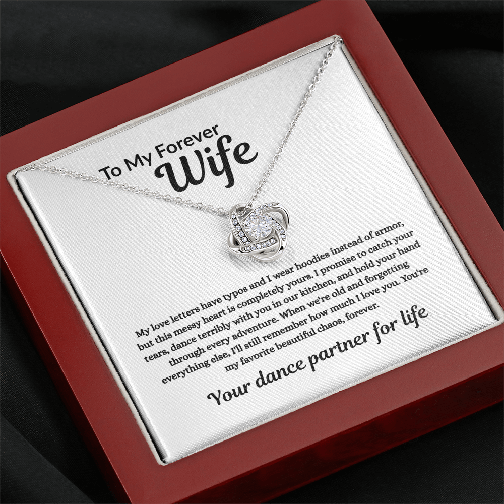To My Forever Wife – Love Knot Necklace with Sentimental Message Card