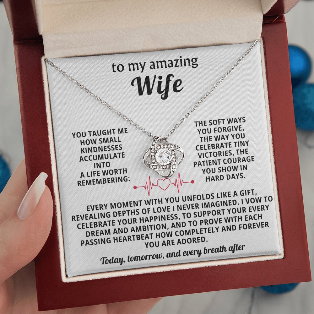 To My Amazing Wife Love Knot Necklace - Heartfelt Anniversary Birthday Gift for Wife from Husband - Valentine's Day Christmas Gift for Spouse