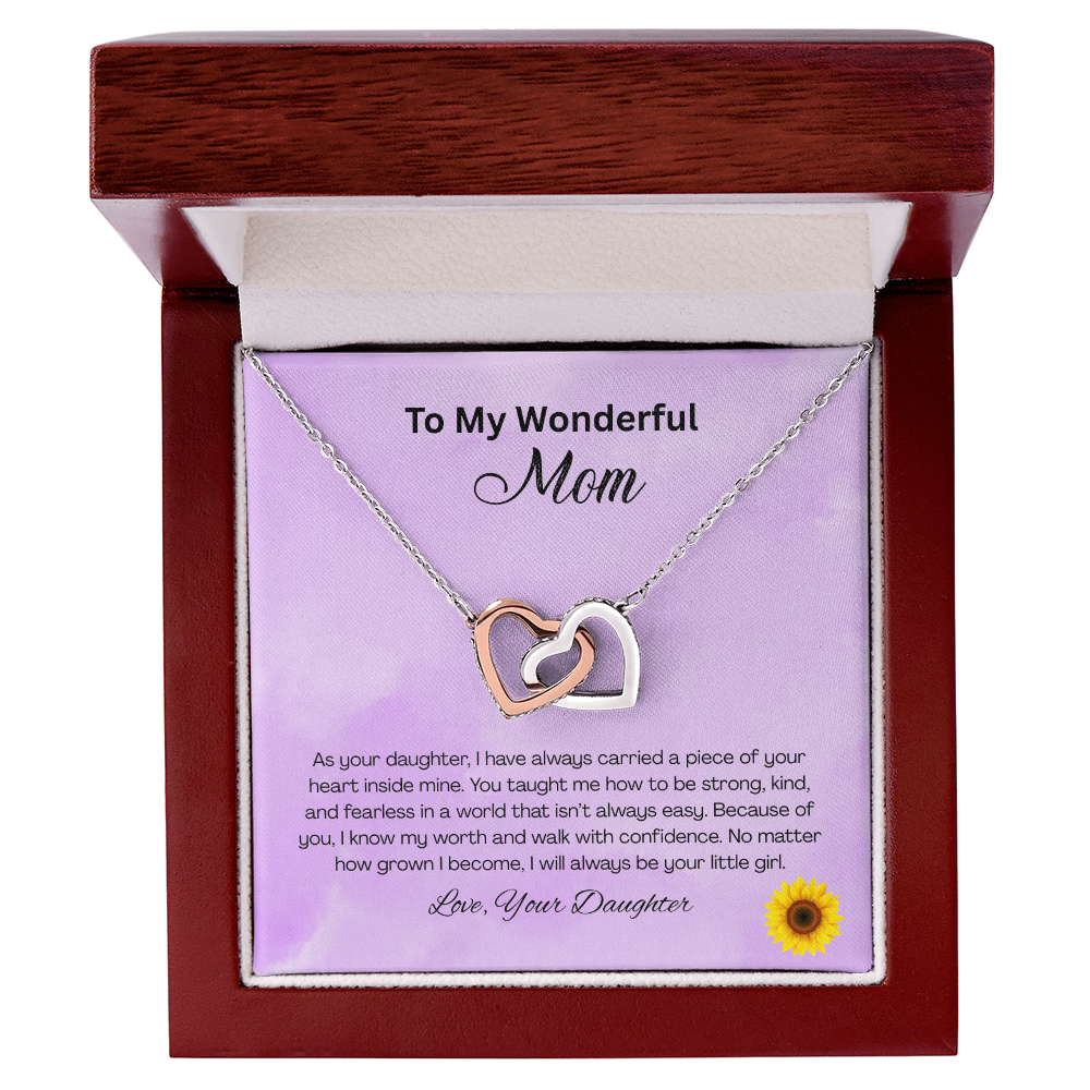 Interlocking Hearts Necklace for Mom from Daughter – Double Heart Pendant – Birthday; Mother’s Day Gift for Mom