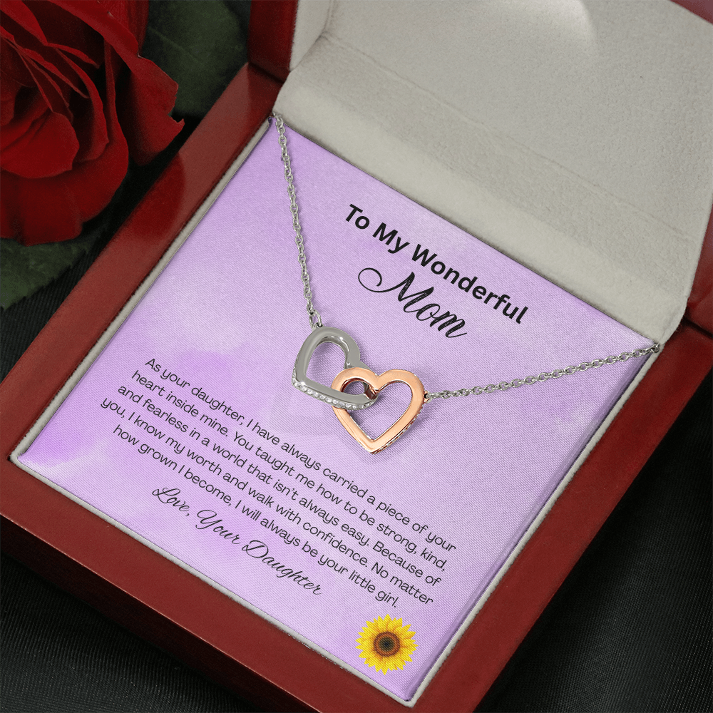 Interlocking Hearts Necklace for Mom from Daughter – Double Heart Pendant – Birthday; Mother’s Day Gift for Mom