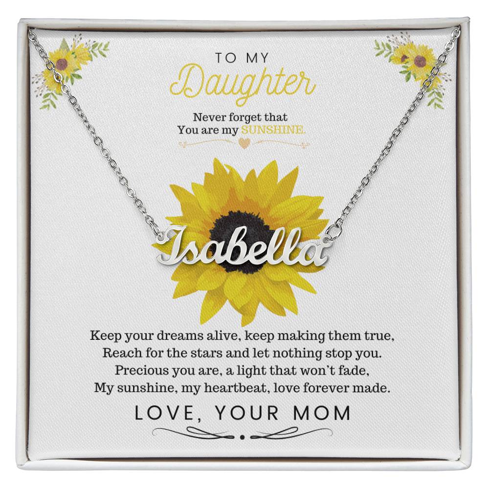 To My Daughter Sunflower Name Necklace