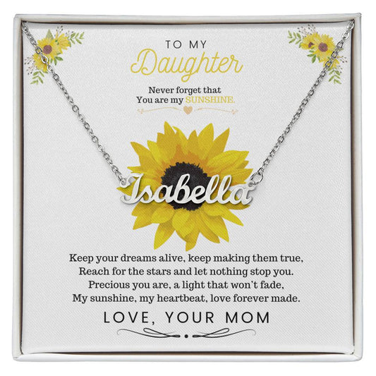 To My Daughter Sunflower Name Necklace