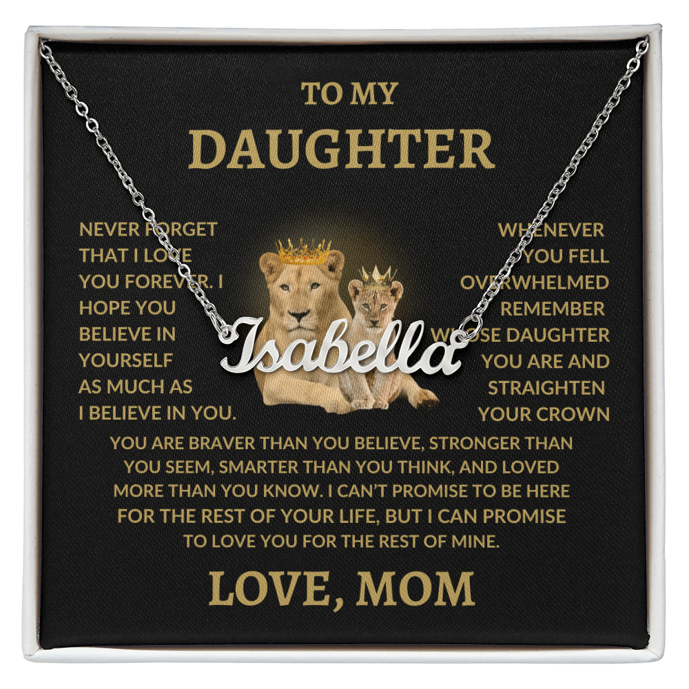 To My Daughter Custom Name Necklace – Personalized Gift from Mom – Lion Queen Design