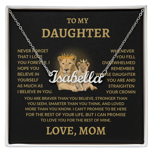 To My Daughter Custom Name Necklace – Personalized Gift from Mom – Lion Queen Design