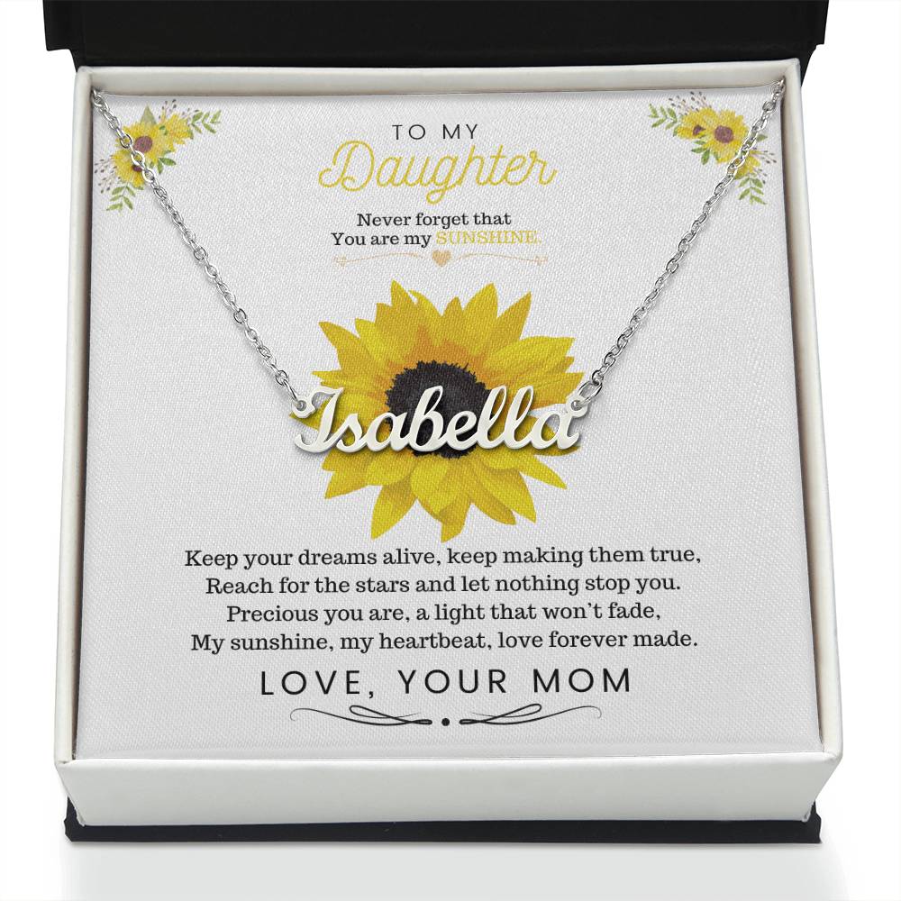 To My Daughter Sunflower Name Necklace