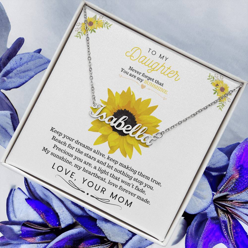 To My Daughter Sunflower Name Necklace