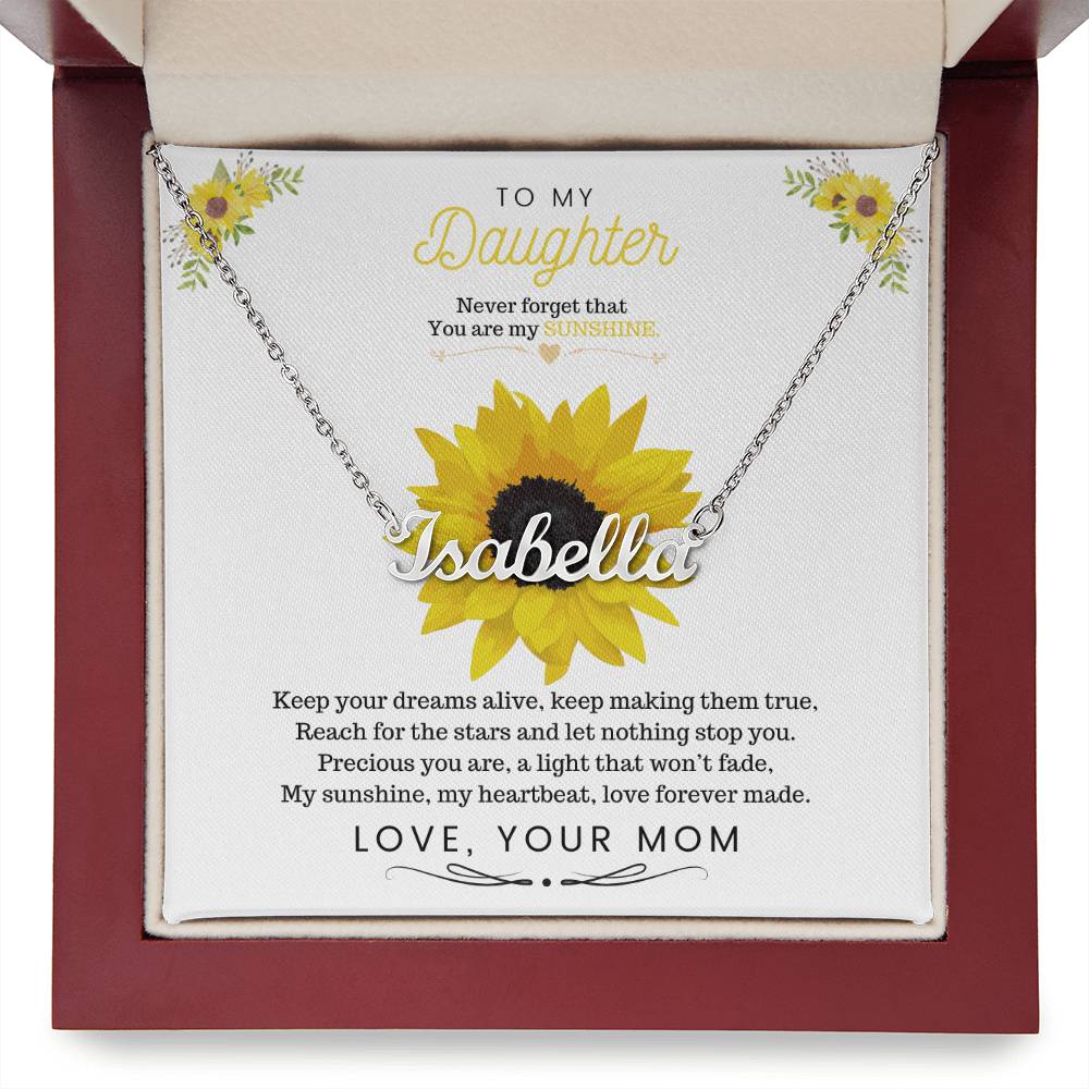 To My Daughter Sunflower Name Necklace