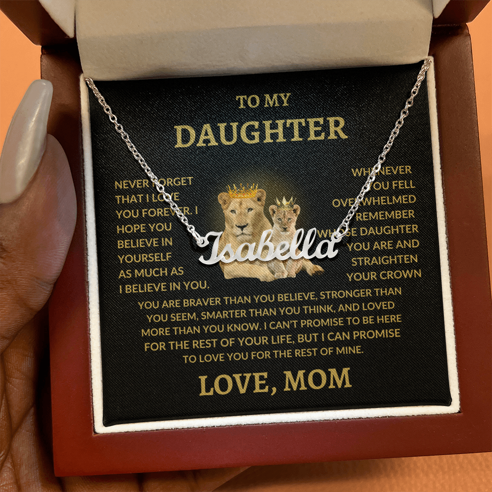 To My Daughter Custom Name Necklace – Personalized Gift from Mom – Lion Queen Design