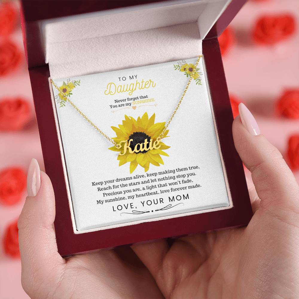 To My Daughter Sunflower Name Necklace