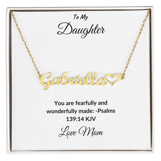 To My Daughter Name Necklace with heart