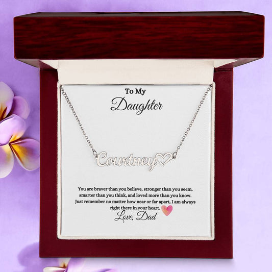 To My Daughter Name Necklace with Heart