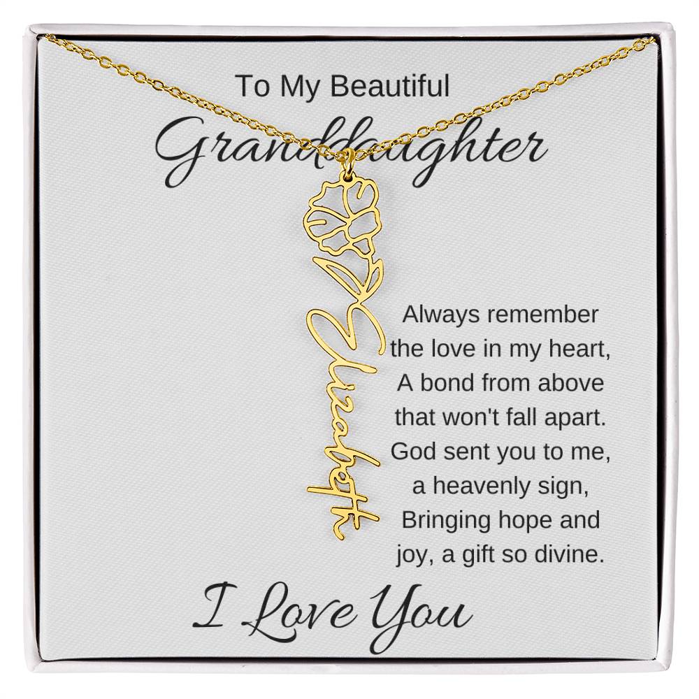 To My Beautiful Granddaughter Flower Birth Name Necklace